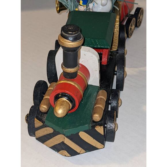 Vintage Wooden Christmas Train Moveable Wheels Detachable Cars Decor Toys Holly - Picture 8 of 10